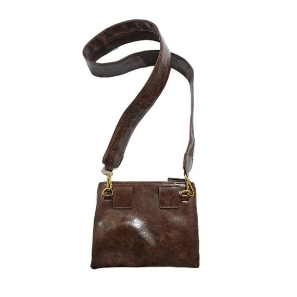 Anthropologie Brown Tortoise Bette Vegan Leather Crossbody Bag Purse Handbag - Picture 2 of 9